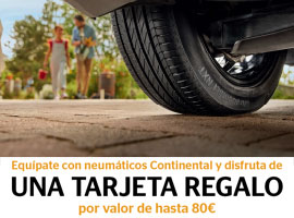 Consigue hasta 80€ en tarjeta regalo por la compra de neumáticos Continental